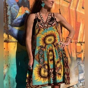 Mink Pink Sunflower Aztec Sundress